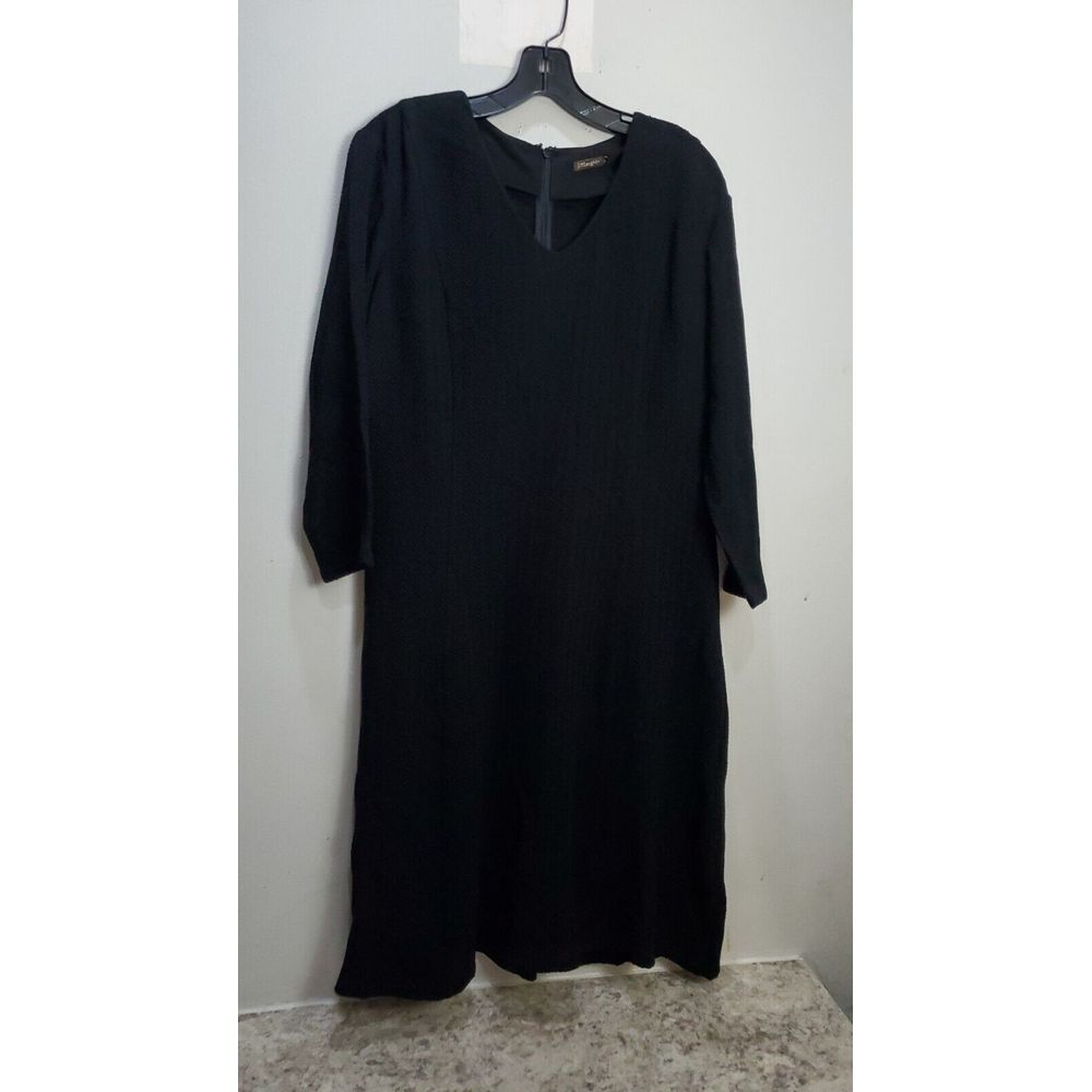 J. McLaughlin V Neck‎ Dress Black Size Large Stretch Jersey Sheath Wool Zipper L